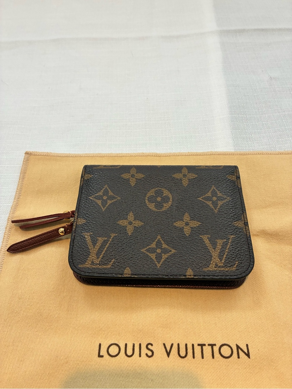 Louis Vuitton Porte Monnaie Canvas Insolite Wallet Zipper Brown Made in France